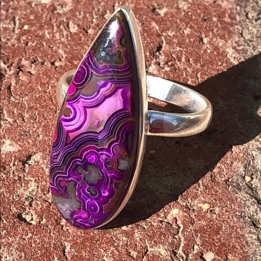 Purple Agate Teardrop Ring - Picture 8 of 9
